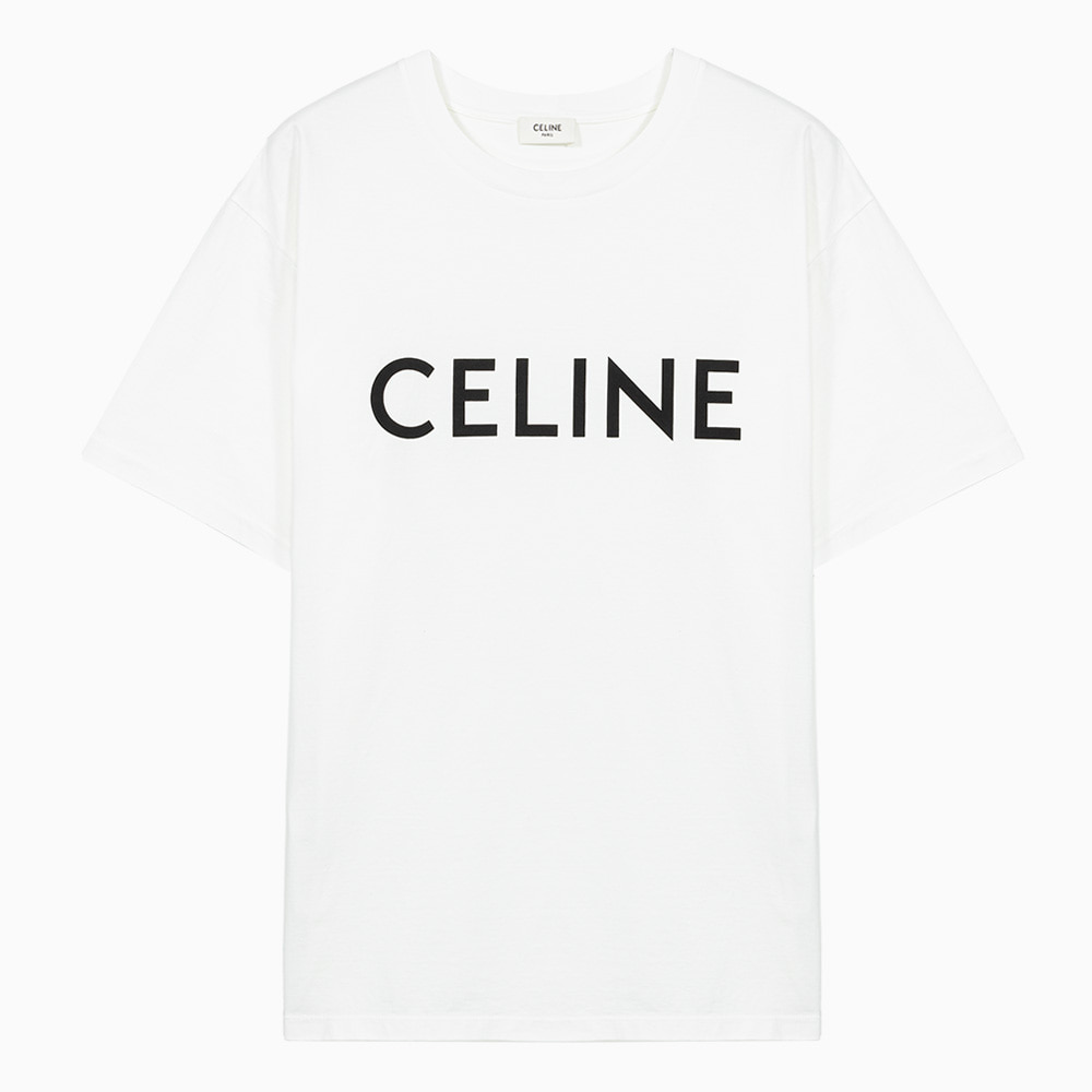 밀라노상인 CELINE (당일) 23SS 셀린느 로고 프린트 화이트 반팔 티셔츠 2X681671Q 01OB