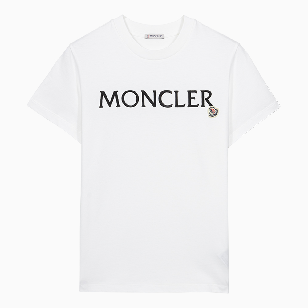 밀라노상인 MONCLER (당일) 23SS 몽클레어 로고 패치 자수 화이트 여성 반팔 티셔츠 8C00009 829HP 033