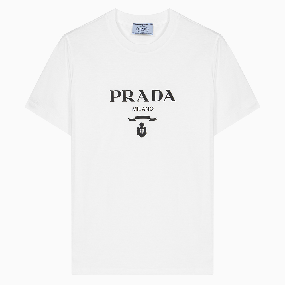 밀라노상인 PRADA (당일) 23SS 프라다 로고 화이트 여성 반팔 티셔츠 35838R 11DN F0009