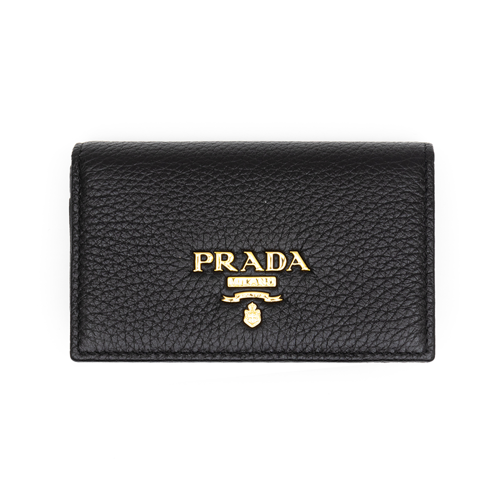 밀라노상인 PRADA (당일) 23SS 프라다 금장 로고 블랙 레더 카드 홀더 1MC122 2E3A F0002
