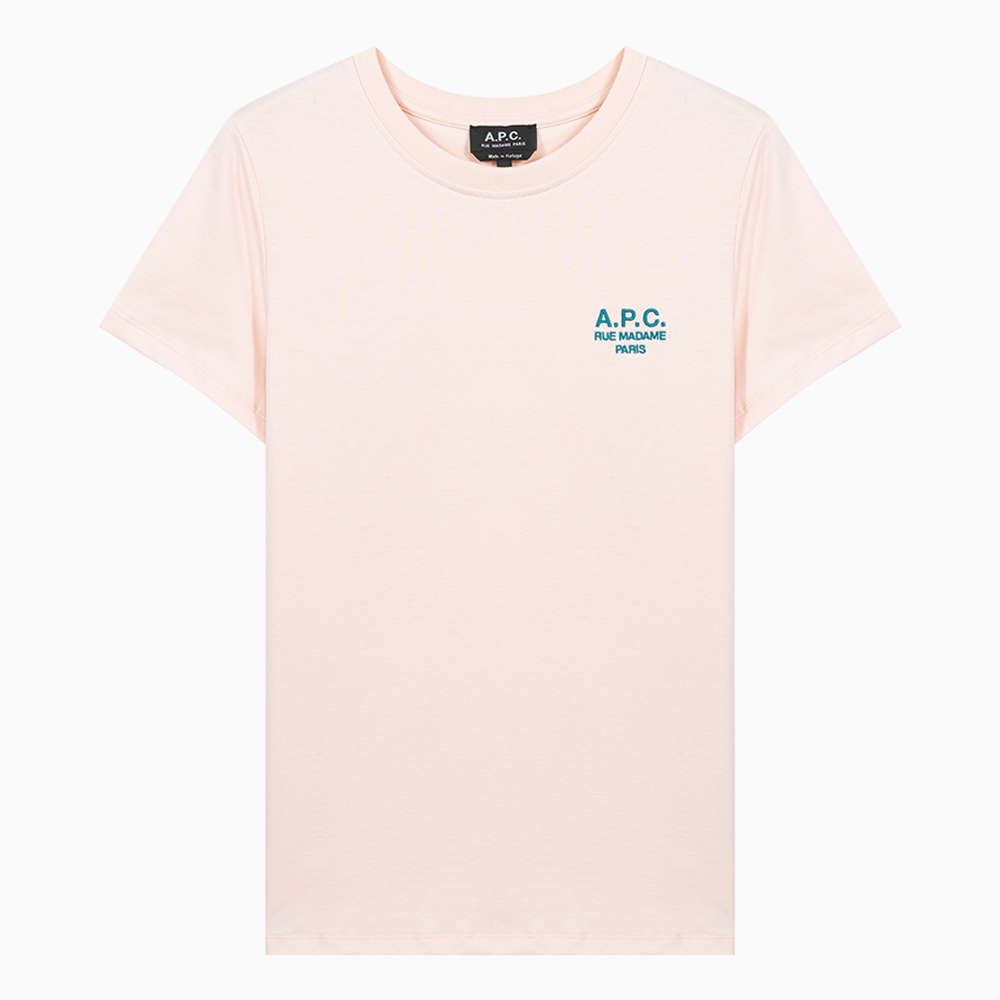 밀라노상인 A.P.C. (당일) 23SS 아페쎄 로고 라이트 핑크 여성 코튼 반팔 티셔츠 COEZC F26848 FAB