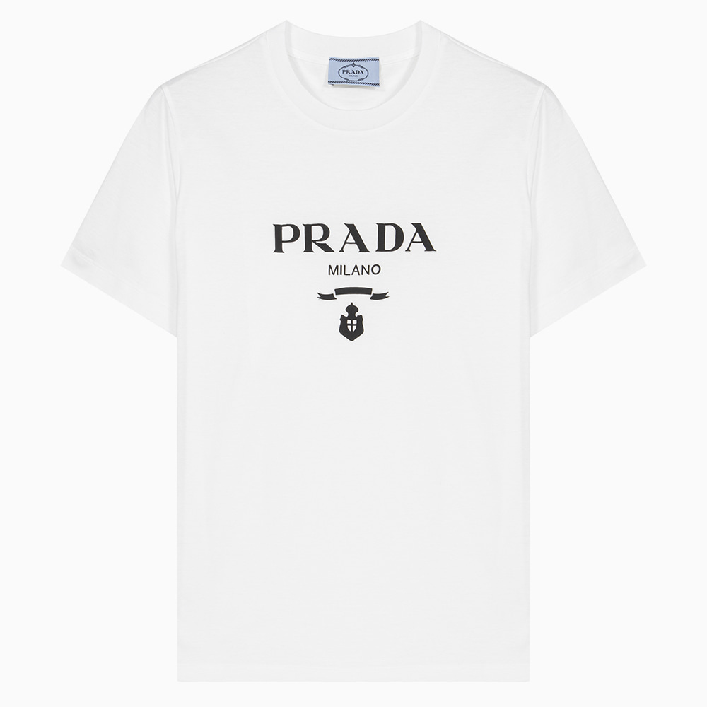 밀라노상인 PRADA (당일) 22FW 프라다 로고 화이트 여성 반팔 티셔츠 35838R 11DN F0009