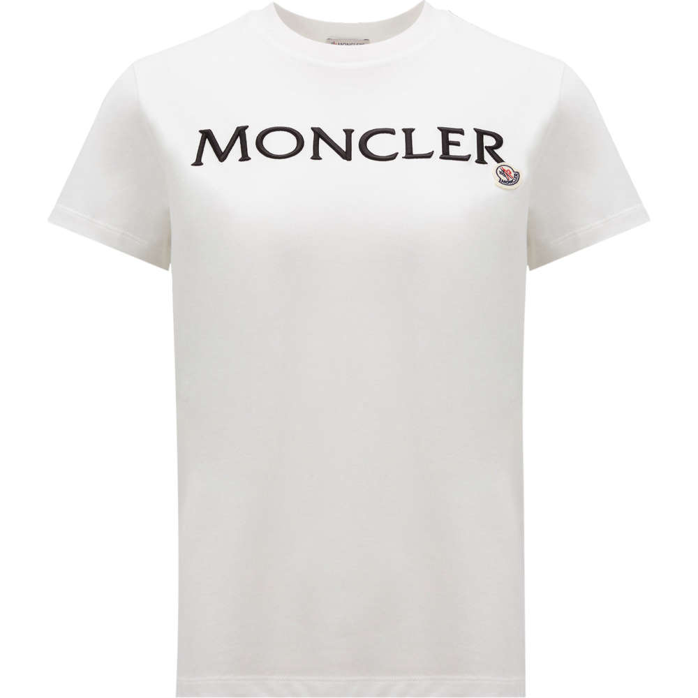 밀라노상인 MONCLER (당일) 22FW 몽클레어 로고 패치 자수 화이트 여성 반팔 티셔츠 8C00009829HP033