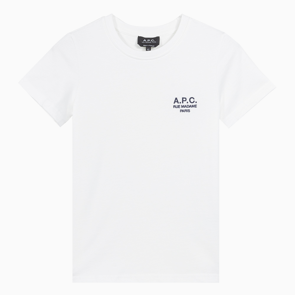 밀라노상인 A.P.C. (당일) 23SS 아페쎄 로고 화이트 여성 코튼 반팔 티셔츠 COEZC F26842 AAB