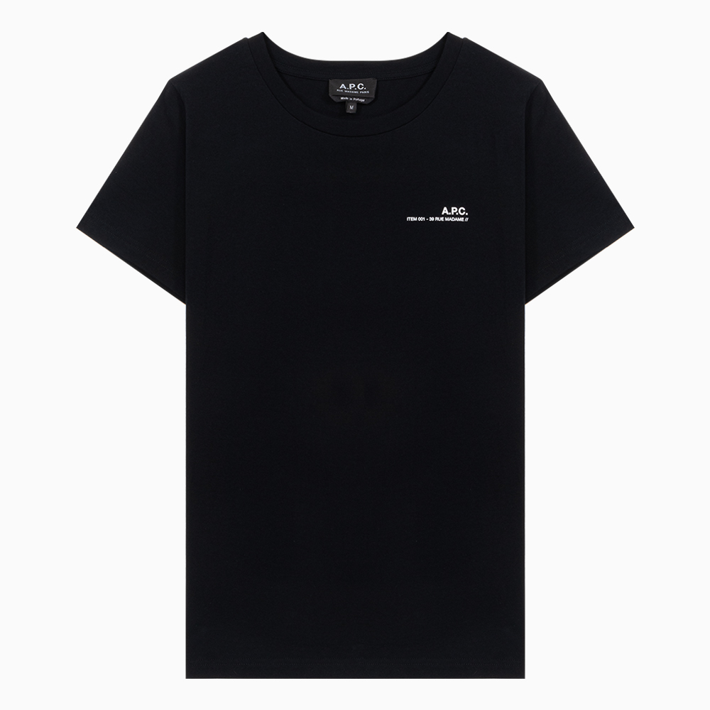 밀라노상인 A.P.C. (당일) 23SS 아페쎄 스몰 로고 블랙 여성 코튼 반팔 티셔츠 COFBT F26012 LZZ