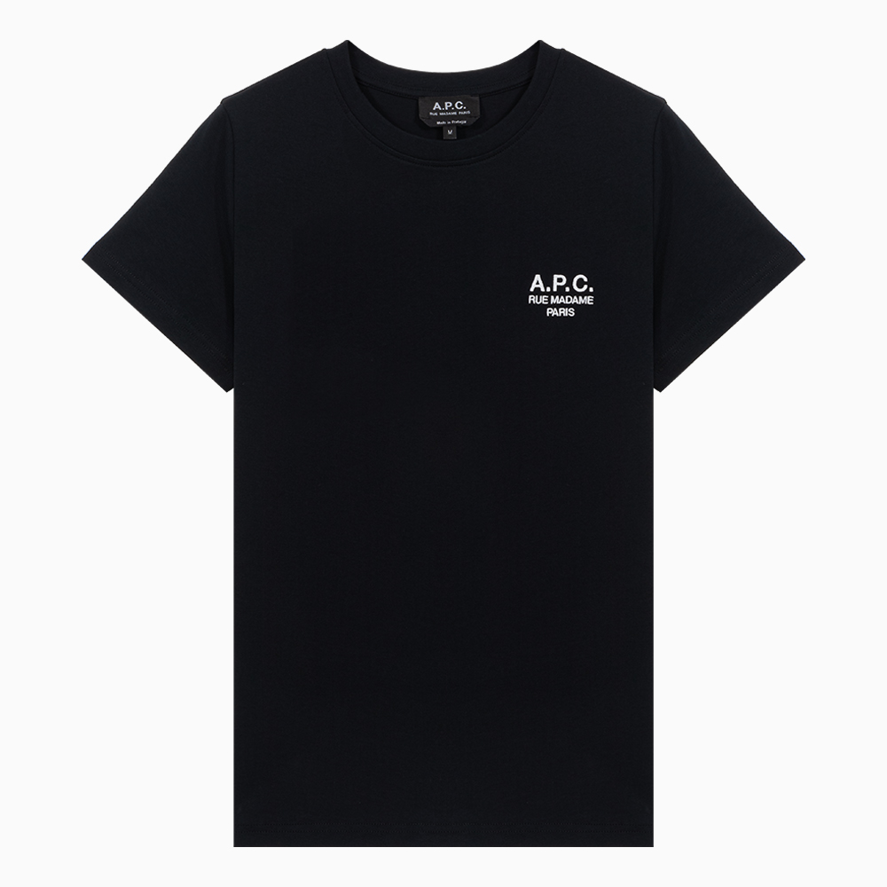 밀라노상인 A.P.C. (당일) 23FW 아페쎄 데니스 로고 블랙 여성 코튼 반팔 티셔츠 COEZCF26842LZZ