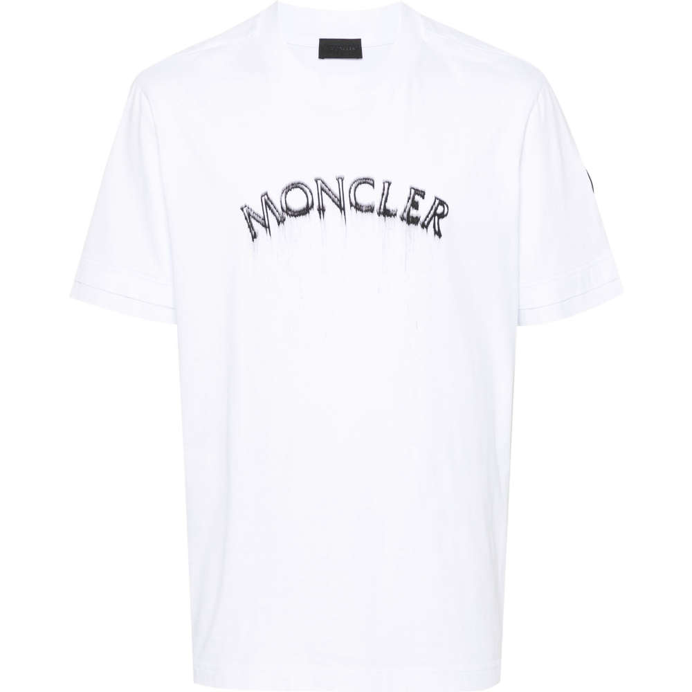 밀라노상인 자체브랜드 (당일) 24SS 몽클레어 로고 프린트 화이트 코튼 남성 티셔츠 8C00002 89A17 001