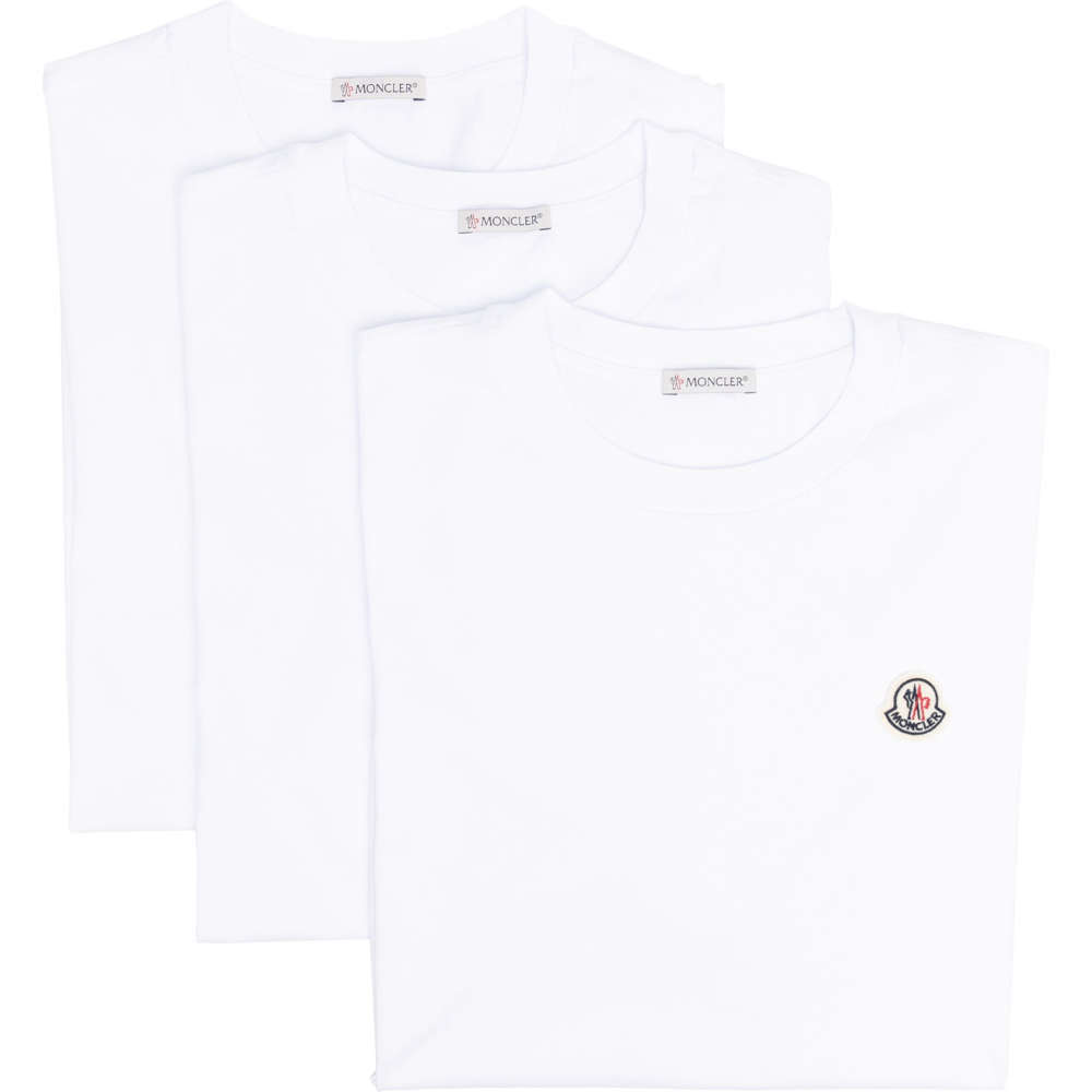 밀라노상인 자체브랜드 (당일) 24SS 몽클레어 로고 패치 3팩 세트 화이트 티셔츠 8C00025 829H8 001