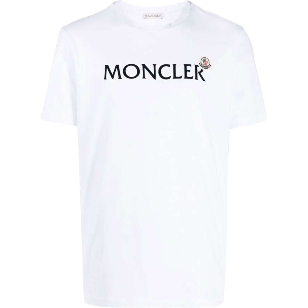밀라노상인 자체브랜드 (당일) 24SS 몽클레어 로고 패치 화이트 반팔 티셔츠 8C00057 8390T 001