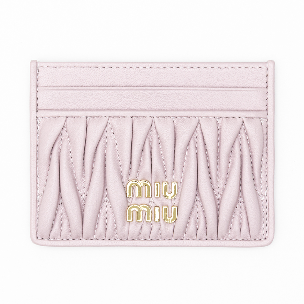 밀라노상인 MIU MIU (당일) 24SS 미우미우 로고 마틀라쎄 핑크 여성 카드지갑 5MC076 2FPP F0E18